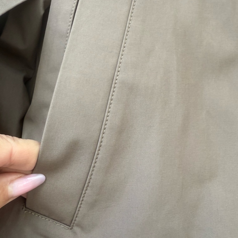 Cropped Cape Trench Jacket in Olive Green - Picture 6 of 16